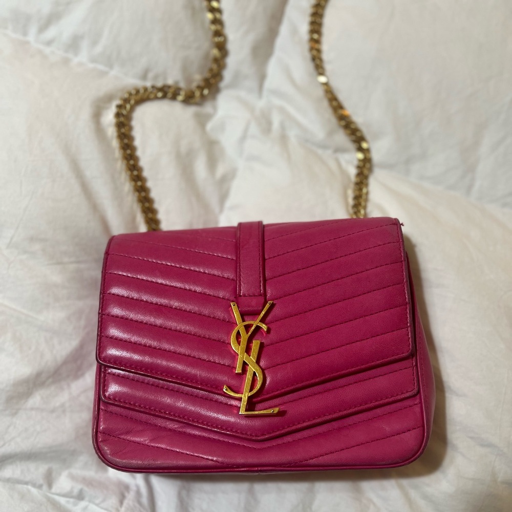 YSL Saint Laurent Lambskin Matelasse Chevron Monogram Small Sulpice Crossbody